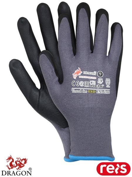 RĘKAWICE OCHRONNE RBLACKFOAM-TESD ANTYELEKTROSTATYCZNE 12PAR