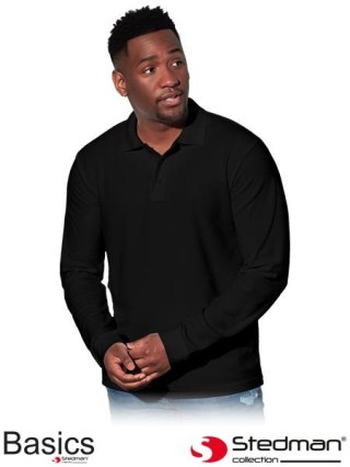 POLO MĘSKIE Z DŁUGIM RĘKAWEM ST3400 CZARNE