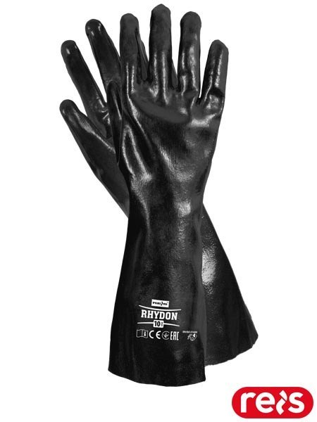 RĘKAWICE OCHRONNE RHYDON GUMA, DŁUGI MANKIET, ODPORNE NA BENZYNĘ, OLEJE 6PAR