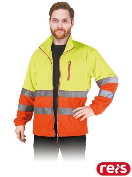 BLUZA OCHRONNA Z POLARU POLSTRIP ŻÓŁTO-POMARAŃCZOWA
