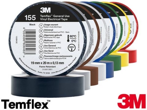 TAŚMA ELEKTROIZOLACYJNA 3M, PAKIET TĘCZOWY, DO ŁĄCZENIA PRZEWODÓW ELEKTRYCZNYCH, 10 KOLORÓW