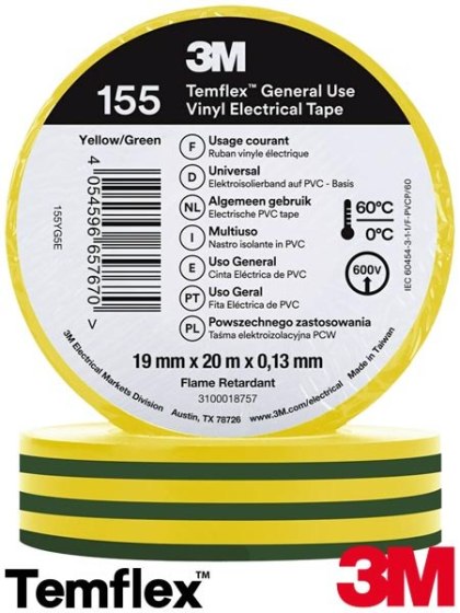 TAŚMA ELEKTROIZOLACYJNA 3M, ZIELONO-ŻÓŁTA