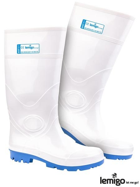 BUTY BEZPIECZNE GUMOWCE BARTS5 S5 SRC, ODPORNE NA KWASY, OLEJE, ANTYPOŚLIZGOWE, BIAŁE