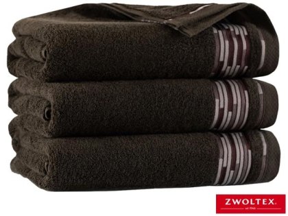 RĘCZNIK GRAFIK 50X90 BAWĘŁNA EGIPSKA CIEMNOBRĄZOWY