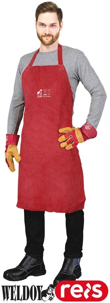 FARTUCH OCHRONNY SKÓRZANY DLA SPAWACZY CZERWONY