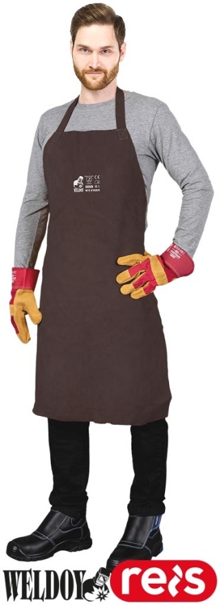 FARTUCH OCHRONNY SKÓRZANY DLA SPAWACZY BRĄZOWY