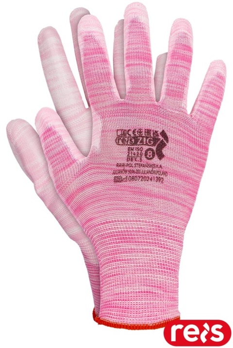 RĘKAWICE OCHRONNE ZIG RÓŻOWE POWLEKANE POLIURETANEM ELASTYCZNE DO PRECYZYJNYCH PRAC, 12PAR