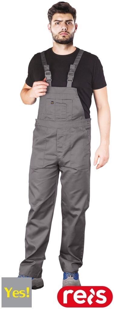 SPODNIE OCHRONNE OGRODNICZKI YES-B GUMKA W PASIE I GUZIKI SZARE