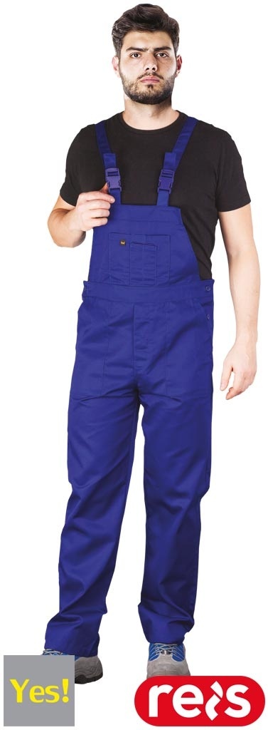 SPODNIE OCHRONNE OGRODNICZKI YES-B GUMKA W PASIE I GUZIKI NIEBIESKIE