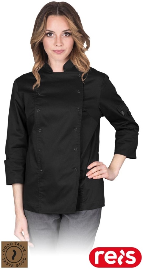 BLUZA KUCHARSKA OCHRONNA VOLTA ZAPINANA NA ZATRZASKI DAMSKA CZARNA