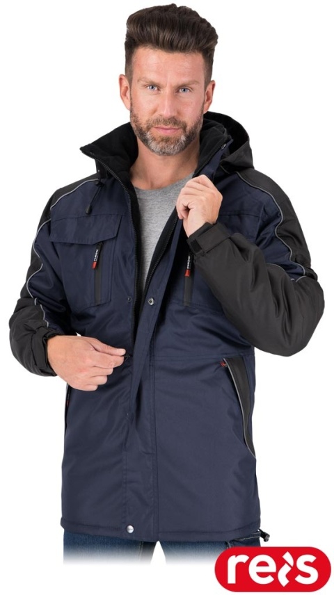 KURTKA OCHRONNA OCIEPLANA WIN-BLUBER PODSZEWKA POLAR ZAMEK NAPY TROCZKI, GRANATOWO-CZARNA