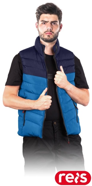 BEZRĘKAWNIK OCHRONNY OCIEPLANY VEST-TWIN MĘSKI GRANATOWO-NIEBIESKI, ZAPINANY NA ZAMEK