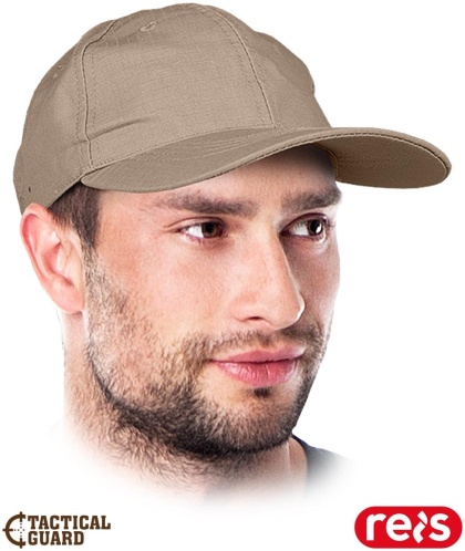 CZAPKA OCHRONNA Z DASZKIE TACTICAL GUARD, RIP-STOP, METALOWA KLAMRA BEŻOWA