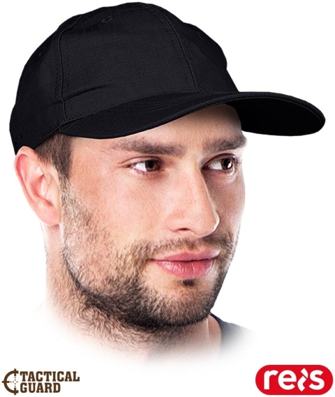 CZAPKA OCHRONNA Z DASZKIE TACTICAL GUARD, RIP-STOP, METALOWA KLAMRA CZARNA