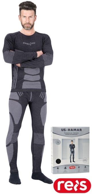 KOMPLET TERMOAKTYWNY HAMAR BIELIZNA MĘSKA CZARNO-SZARY WEŁNA, WŁÓKNO BAMBUSOWE