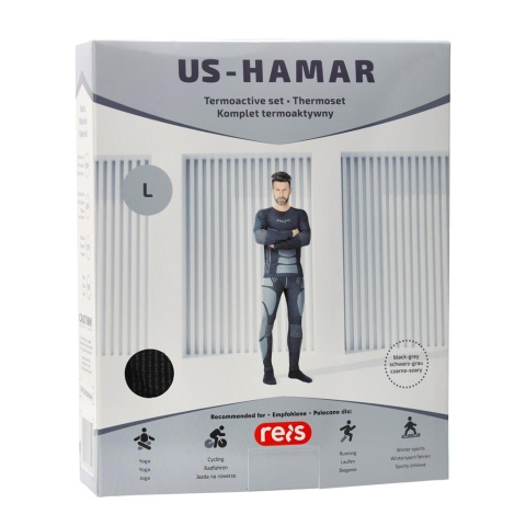 KOMPLET TERMOAKTYWNY HAMAR BIELIZNA MĘSKA CZARNO-SZARY WEŁNA, WŁÓKNO BAMBUSOWE