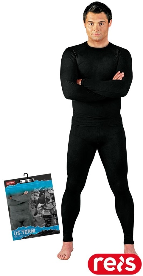 KOMPLET TERMOAKTYWNY TERM BIELIZNA MĘSKA, SPODNIE Z ROZPORKIEM CZARNY