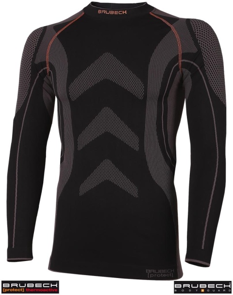 KOSZULKA TERMOAKTYWNA BRUPRO BRUBECK BEZSZWOWA DWUWARSTWOWA DZIANINA CAŁOROCZNA UNISEX, CZARNO-SZARA