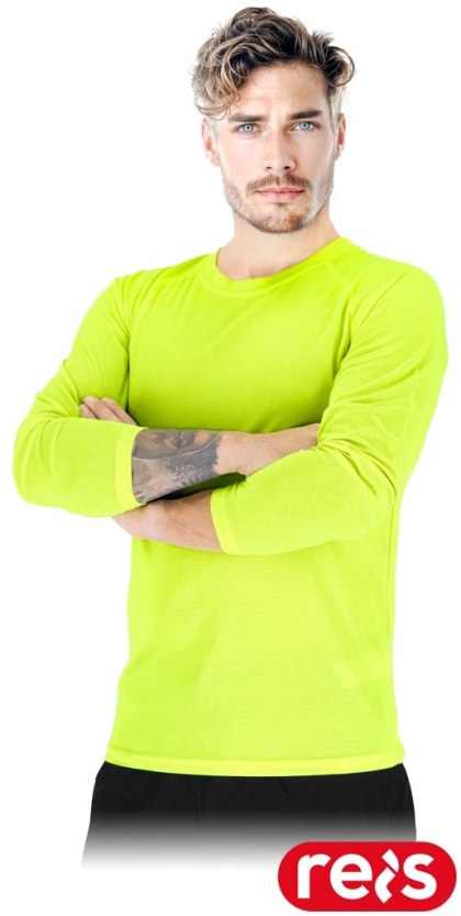 KOSZULKA Z DŁUGIM RĘKAWEM PORTO-LS Z SIATECZKI ZÓŁTY