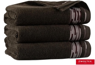 RĘCZNIK GRAFIK 70X140 BAWEŁNA EGIPSKA CIEMNOBRĄZOWY