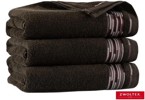 RĘCZNIK GRAFIK 70X140 BAWEŁNA EGIPSKA CIEMNOBRĄZOWY