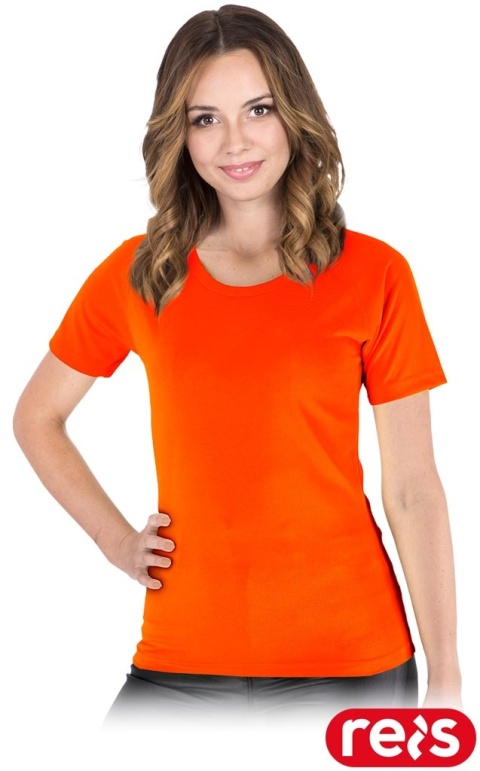 T-SHIRT EVORA SIATECZKOWY DAMSKI, POMARAŃCZOWY