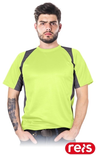T-SHIRT MĘSKI TSMODERN SIATECZKOWY MATERIAŁ ŻÓŁTO-SZARY