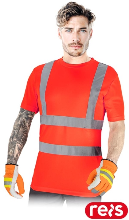 T-SHIRT OCHRONNY TSROUTE PASY ODBLASKOWE CZERWONY