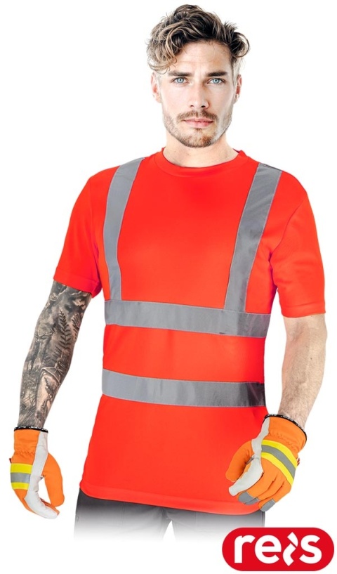 T-SHIRT OCHRONNY TSROUTE PASY ODBLASKOWE CZERWONY