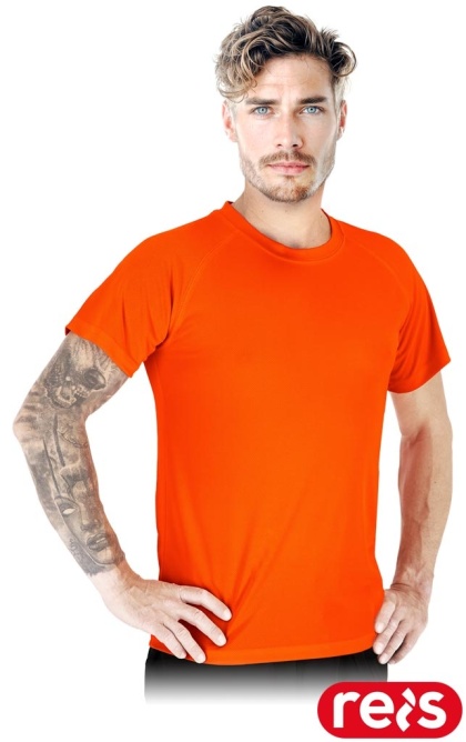 T-SHIRT PORTO-SS SIATECZKOWY MATERIAŁ POMARAŃCZOWY