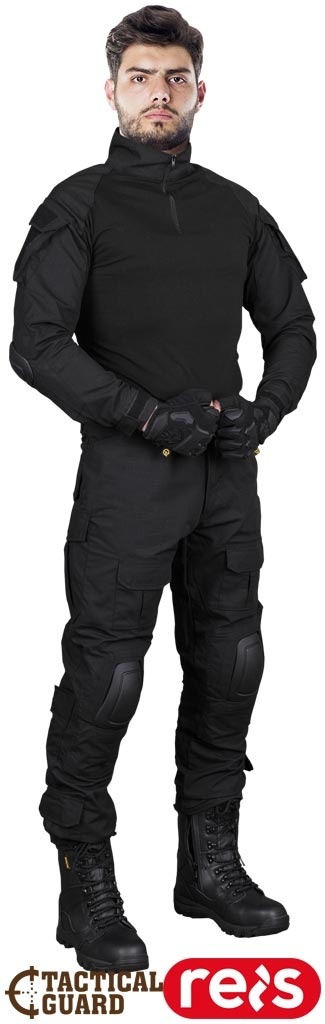 UBRANIE OCHRONNE TACTICAL GUARD PROTECT KOMPLET SPODNIE BLUZA, CZARNY