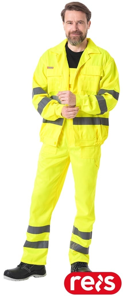 UBRANIE OCHRONNE UL OSTRZEGAWCZE KOMPLET BLUZA I OGRODNICZKI ŻÓŁTY