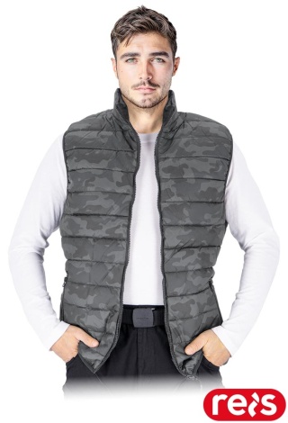 BEZRĘKAWNIK OCHRONNY SPINER OCIEPLANY MĘSKI CZARNE MORO