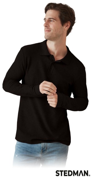 POLO MĘSKIE Z DŁUGIM RĘKAWEM ST3400 CZARNE