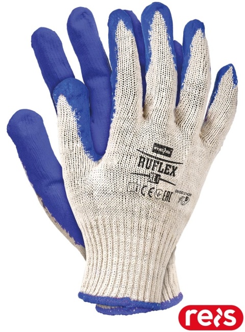 RĘKAWICE OCHRONNE RUFLEX WAMPIRKI, BIAŁO-NIEBIESKIE BAWEŁNIANO LATEKSOWE 12PAR