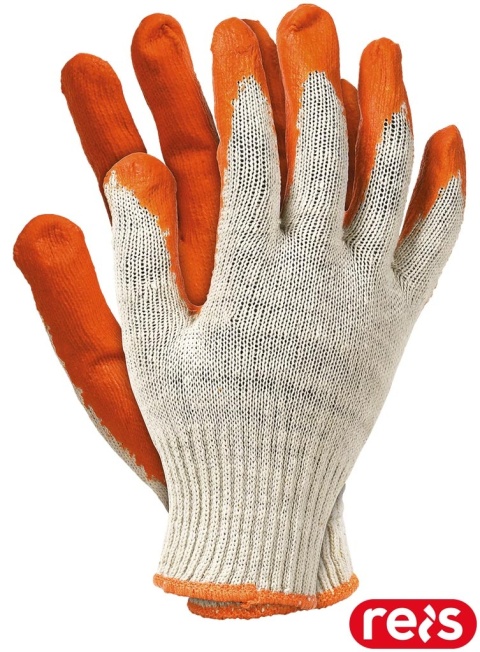 RĘKAWICE OCHRONNE RU WAMPIRKI BIAŁO-POMARAŃCZOWE 10par