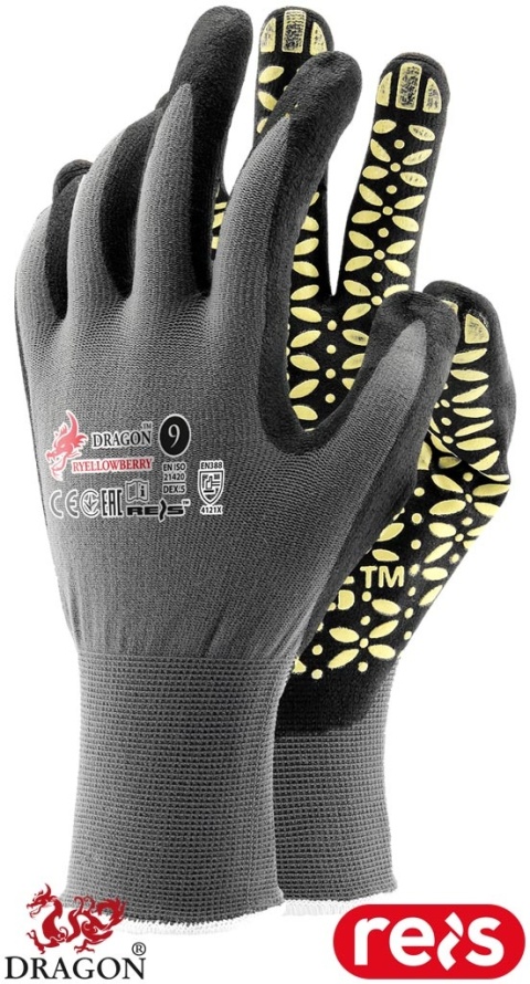 RĘKAWICE OCHRONNE RYELLOWBERRY CIEŃKA POWŁOKA SPIENIONEGO NITRYLU 12PAR