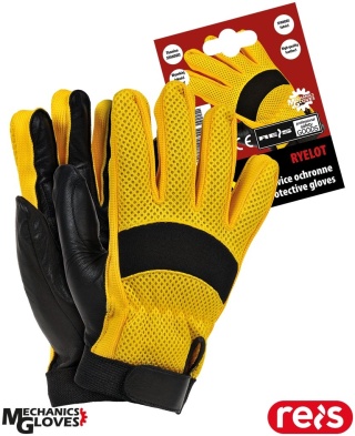 RĘKAWICE OCHRONNE RYELOT SKÓRA KOZIA POŁĄCZONA Z TKANINĄ