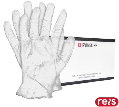 RĘKAWICE WINYLOWE RVINEX-PF BEZPUDROWE DOPUSZCZONE DO KONTAKTU Z ŻYWNOŚCIĄ
