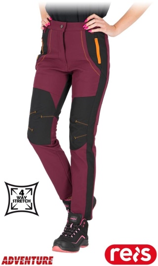 SPODNIE OCHRONNE DO PASA SLENDER DAMSKIE SOFTSHELL STRETCH PURPUROWO-CZARNE