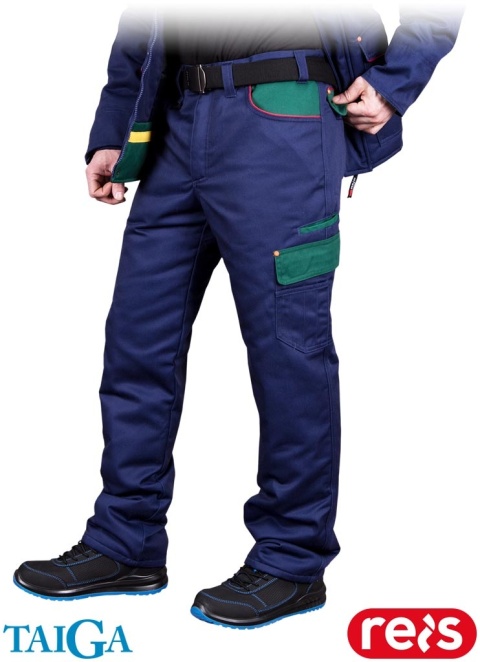 SPODNIE OCHRONNE OCIEPLANE DO PASA TAIGA TKANE GRANATOWO ZIELONE