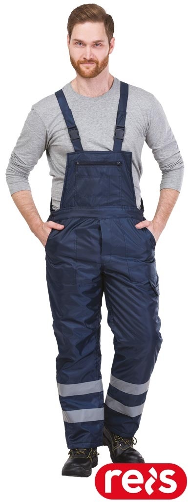 SPODNIE OCHRONNE OGRODNICZKI OCIEPLANE WINTER ODBLASKOWE PASY NA NOGAWCE, GRANATOWE