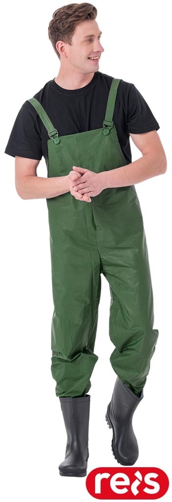 SPODNIE OCHRONNE OGRODNICZKI PRZECIWDESZCZOWE PCV SPD ZIELONE