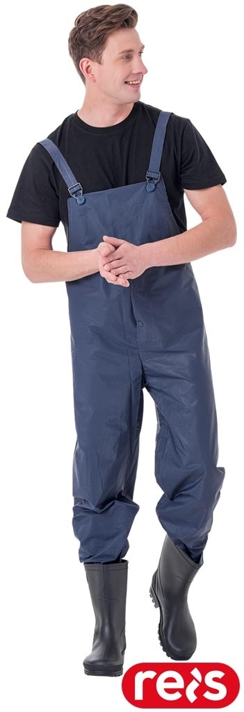 SPODNIE OCHRONNE OGRODNICZKI PRZECIWDESZCZOWE PCV SPD GRANATOWE