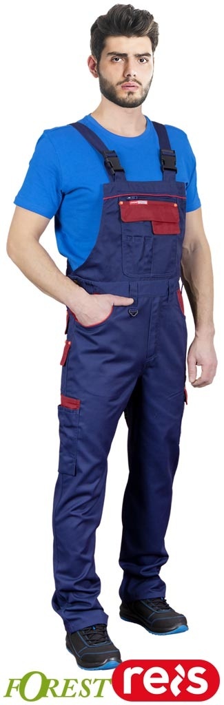 SPODNIE OCHRONNE OGRODNICZKI FOREST GRANATOWO-CIEMNOCZERWONE