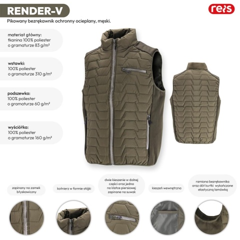 BEZRĘKAWNIK OCHRONNY OCIEPLANY RENDER CZARNY