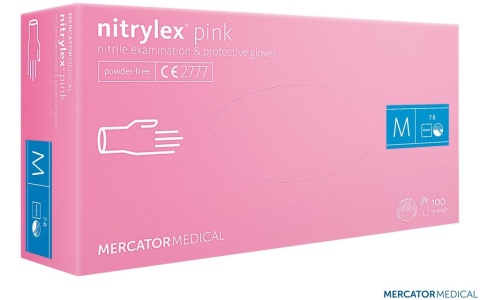 RĘKAWICE NITRYLOWE 8% VAT BEZPUDROWE NITRYLEX DELIKATNIE RÓŻOWE 100SZT DO KONTAKTU Z ŻYWNOŚCIĄ, FRYZJERSKIE, KOSMETYCZNE