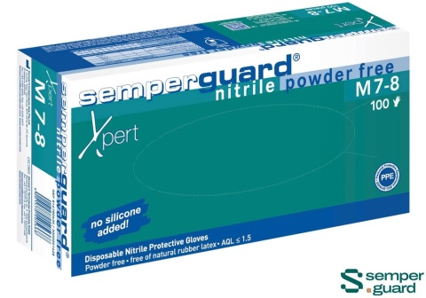 RĘKAWICE NITRYLOWE SEMPERGUARD XPERT GRUBSZE, WYTRZYMAŁE, Z WYŚCIÓŁKĄ, DO KONTAKTU Z ŻYWNOŚCIĄ