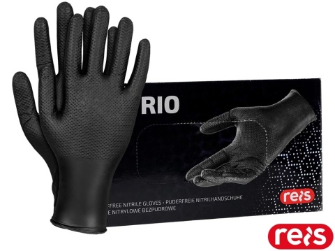 RĘKAWICE NITRYLOWE RNITRIO-GRIFF BEZPUDROWE, STRUKTURA, DLA MECHANIKÓW, ODPORNE NA SMARY I OLEJE OPAKOWANIE 50SZT, CZARNE