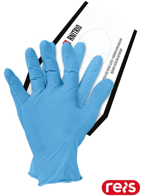 RĘKAWICE NITRYLOWE RNITRIO BEZPUDROWE 100SZT DO KONTAKTU Z ŻYWNOŚCIĄ